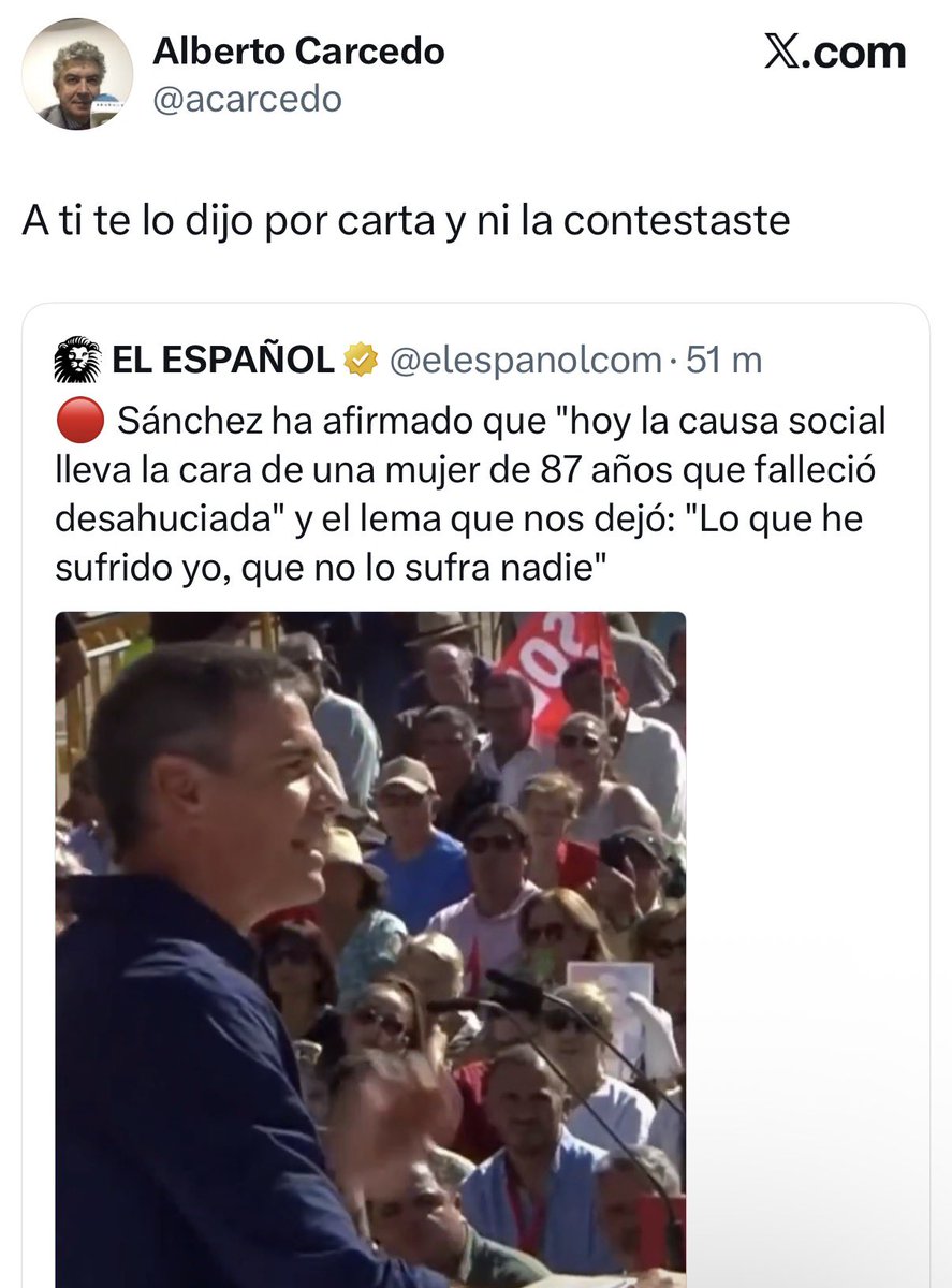 mejoreszasca's tweet photo. ZASCA!!!!!!!!!!!!!!! de @acarcedo a @sanchezcastejon https://t.co/rtcZyF6j7s