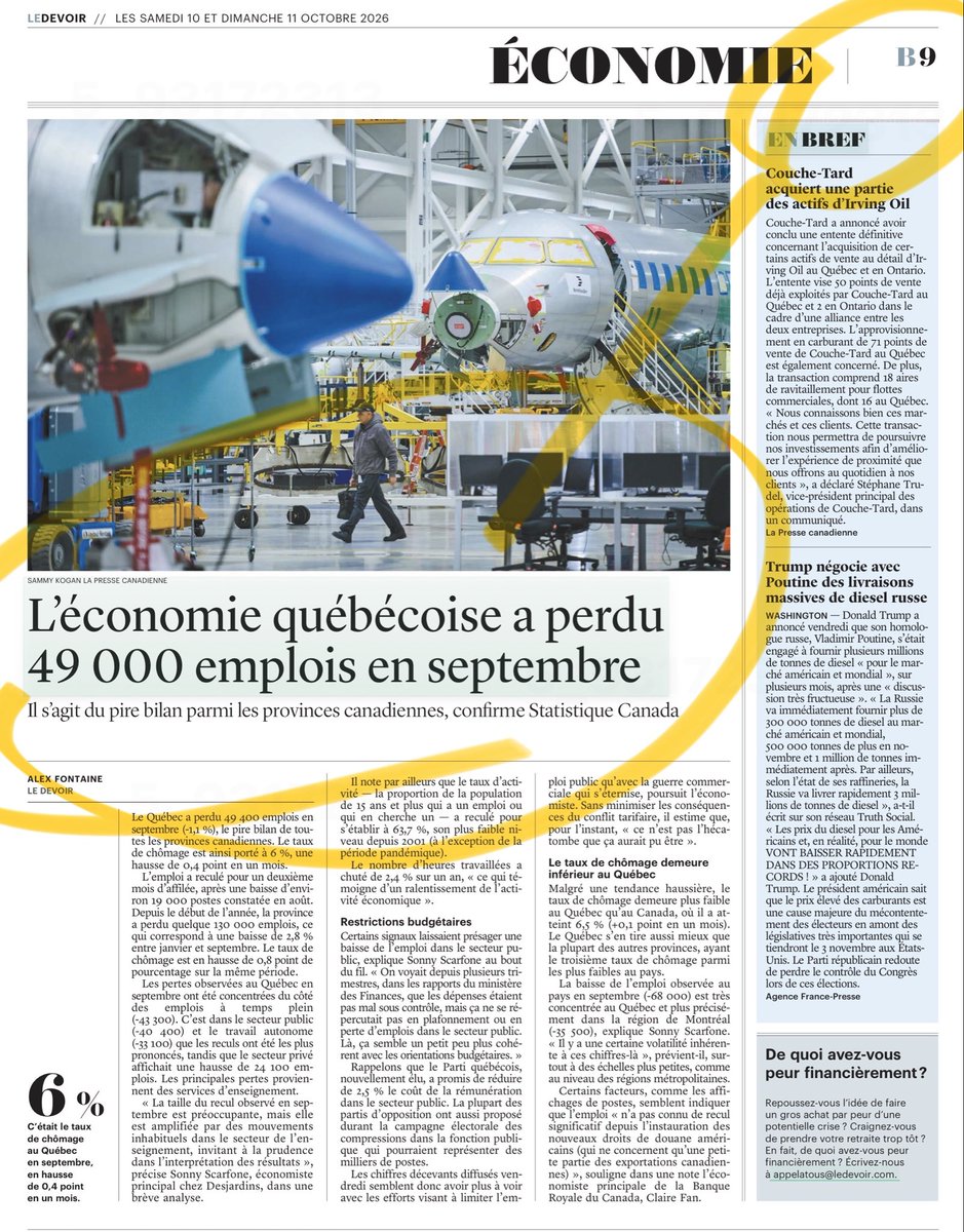 mauraislive's tweet photo. Nouvelle catastrophique… LA nouvelle la plus importante de la semaine… bien cachée à la B9… question que les Elbows up conservent leur érection… https://t.co/NBfTlMGyBR