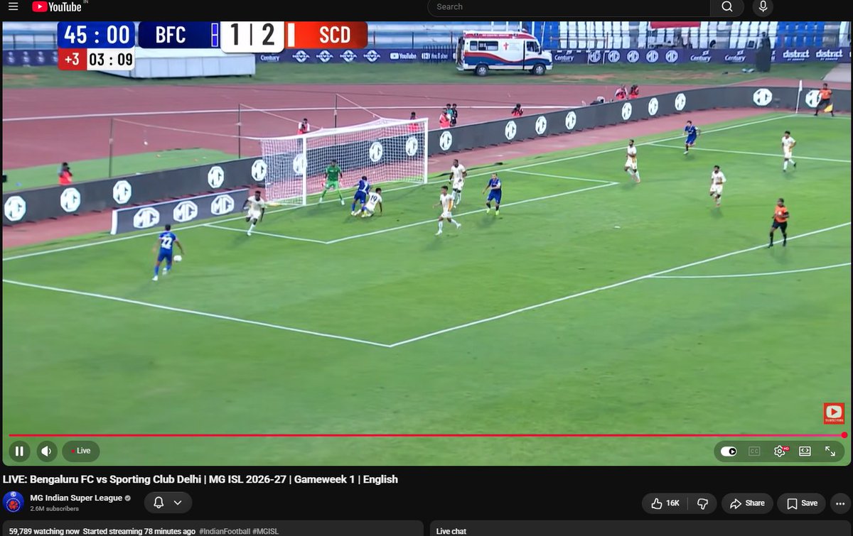 d_subrataCE's tweet photo. #IndianFootball #ISL
59,000 watching live on #Youtube,
not a bad number.
Hope this๐to 1lakh, cosidering a lot more is watching on #SonyLiv๐ฑ๐ป& #SonySports๐บ
Howevr, SonyLiv is 10-15 secs late
Let's see if it really connect evry ๐ฎ๐ณโฝ๏ธFans
#LetsFootball
#Backtheblue #Bluetigers https://t.co/ONwoMlirtQ