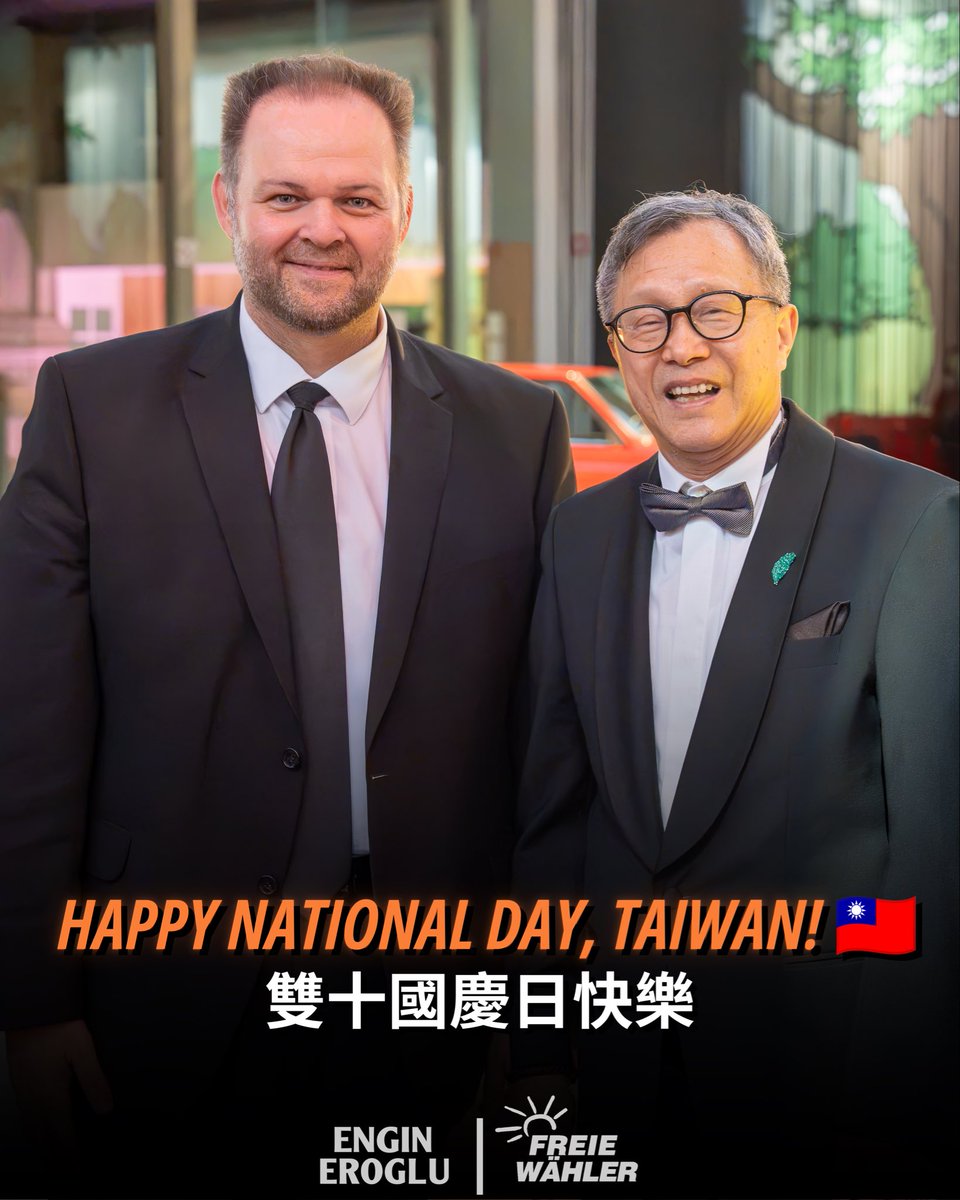 EnginEroglu_FW's tweet photo. On the occasion of Taiwan’s National Day, I send my warmest greetings to the people of Taiwan! 🇹🇼

Taiwan demonstrates every day how a society can stand up for democracy, freedom, and the rule of law, even under challenging circumstances. These shared values also form the strong foundation of the close partnership between Taiwan and Europe.

Just recently, we came together at a reception to mark National Day, which once again reflected the close friendship and bond between Taiwan and the European Union.

Today, I wish all the people of Taiwan a cheerful and peaceful National Day! Happy Double Ten Day!