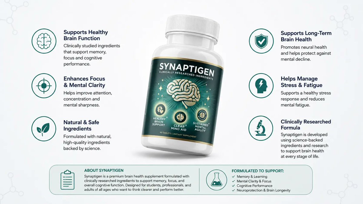 OnlineShoping58's tweet photo. Synaptigen

To Know More -- https://t.co/SSQ03ThifD 

Synaptigen is a brain health supplement

#Synaptigen #BrainSupportSupplement #NootropicSupplement #synaptigenreviews #synaptogenesis #synaptogenesismeaning #synaptigenusa #BrainCare #HealthyMind #UnitedStates #usa #amerika https://t.co/NSmSWTYSJe