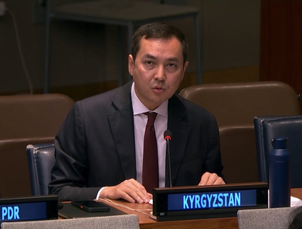 KyrgyzMissionUN's tweet photo. During the #UNGA81 First Committee debate, 🇰🇬 highlighted the importance of the #NPT, #CTBT and #CANWFZ and Disarmament and Non-Proliferation Awareness Day, reaffirming our commitment to global peace, security, and multilateral cooperation. 

 #FirstCommittee #Disarmament https://t.co/9HuEFNBLRh