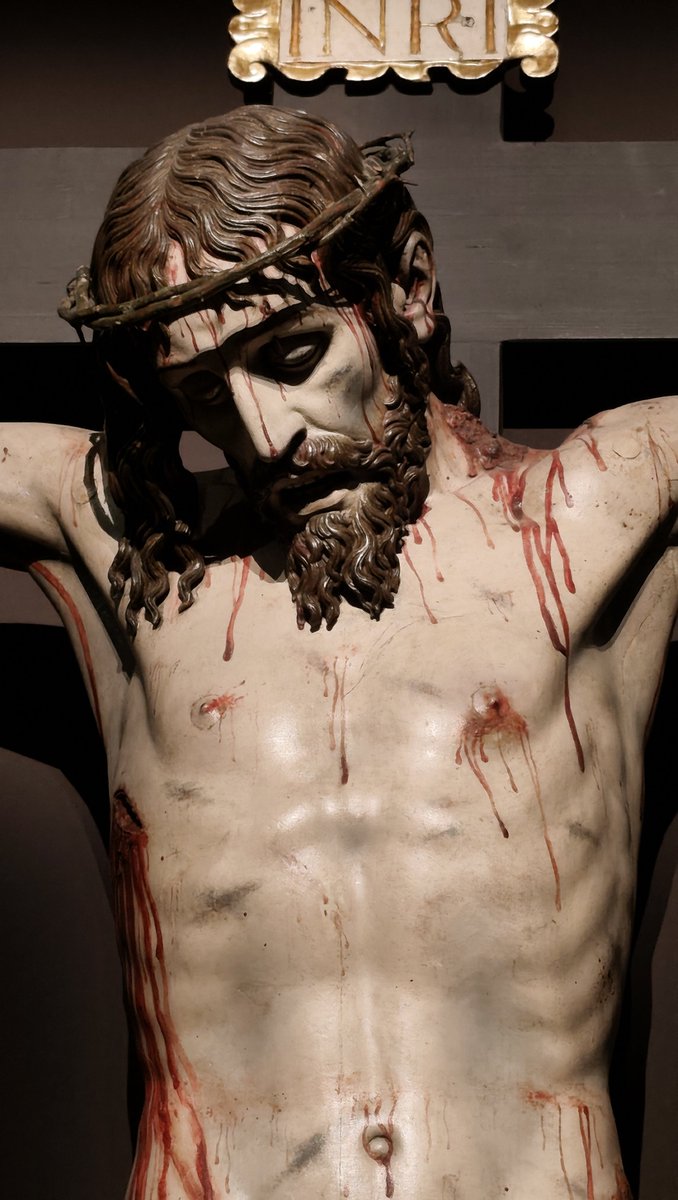 BenjaminRandow's tweet photo. Au musée du Louvre, saisissant Christ en Croix, sculpté par Gregorio Fernández. https://t.co/tqo7pjFneC