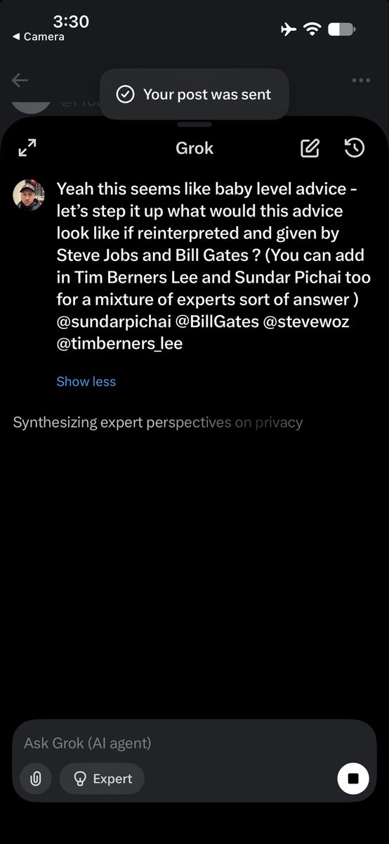 AlinEugenC's tweet photo. #Hear #hear โYeah this seems like baby level advice - letโs step it up what would this advice look like if reinterpreted and given by Steve Jobs and Bill Gates ? (You can add in Tim Berners Lee and Sundar Pichai too for a mixture of experts sort of answer ) @sundarpichai @BillGates @stevewoz @timberners_lee โ