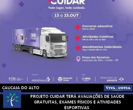 portal_viva's tweet photo. Projeto Cuidar leva avaliações de saúde gratuitas, exames físicos e atividades esportivas a Caucaia do Alto. Iniciativa acontece de 13 a 23 de outubro na Praça dos Romeiros. Saiba mais em https://t.co/7iELuohxQ7 #cuidar #saúde #gratuito #atividadesesportivas #caucaiadoalto #cotia https://t.co/h5Uh87XXEU