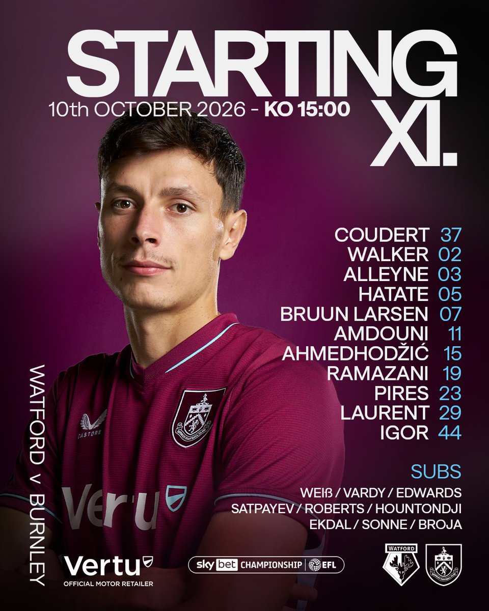 BurnleyOfficial's tweet photo. Presenting your starting line-up 👥 https://t.co/R5XNPsQqoc