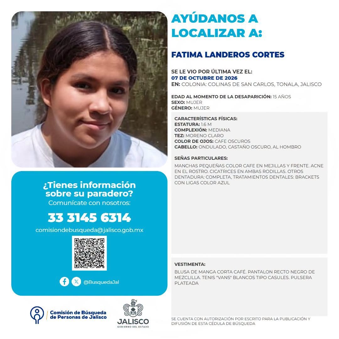 VMGlezR's tweet photo. Desaparece una menor de edad en #Tonalá, #Jalisco (Colinas de San Carlos). https://t.co/oOLyhYsEMM