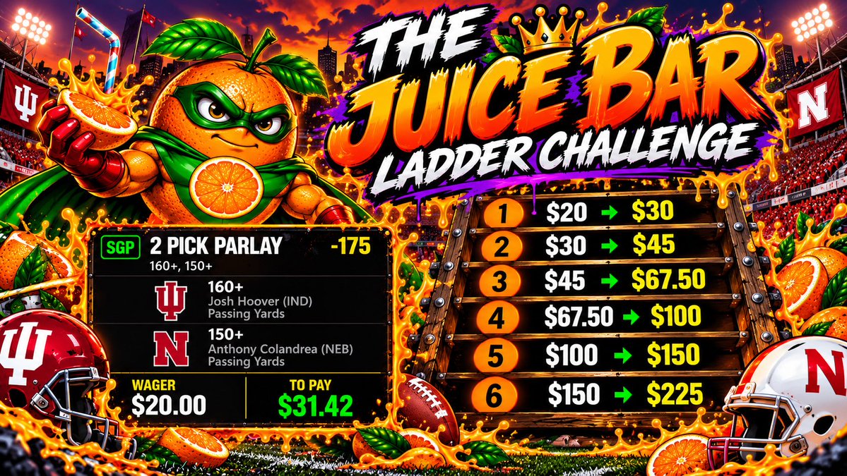 The_Juic3Man's tweet photo. Let’s try this again ..Leg1

#LadderChallenge #CFB #Gambling𝕏 #Jugo 🍊🍊 https://t.co/lP0BQGnder