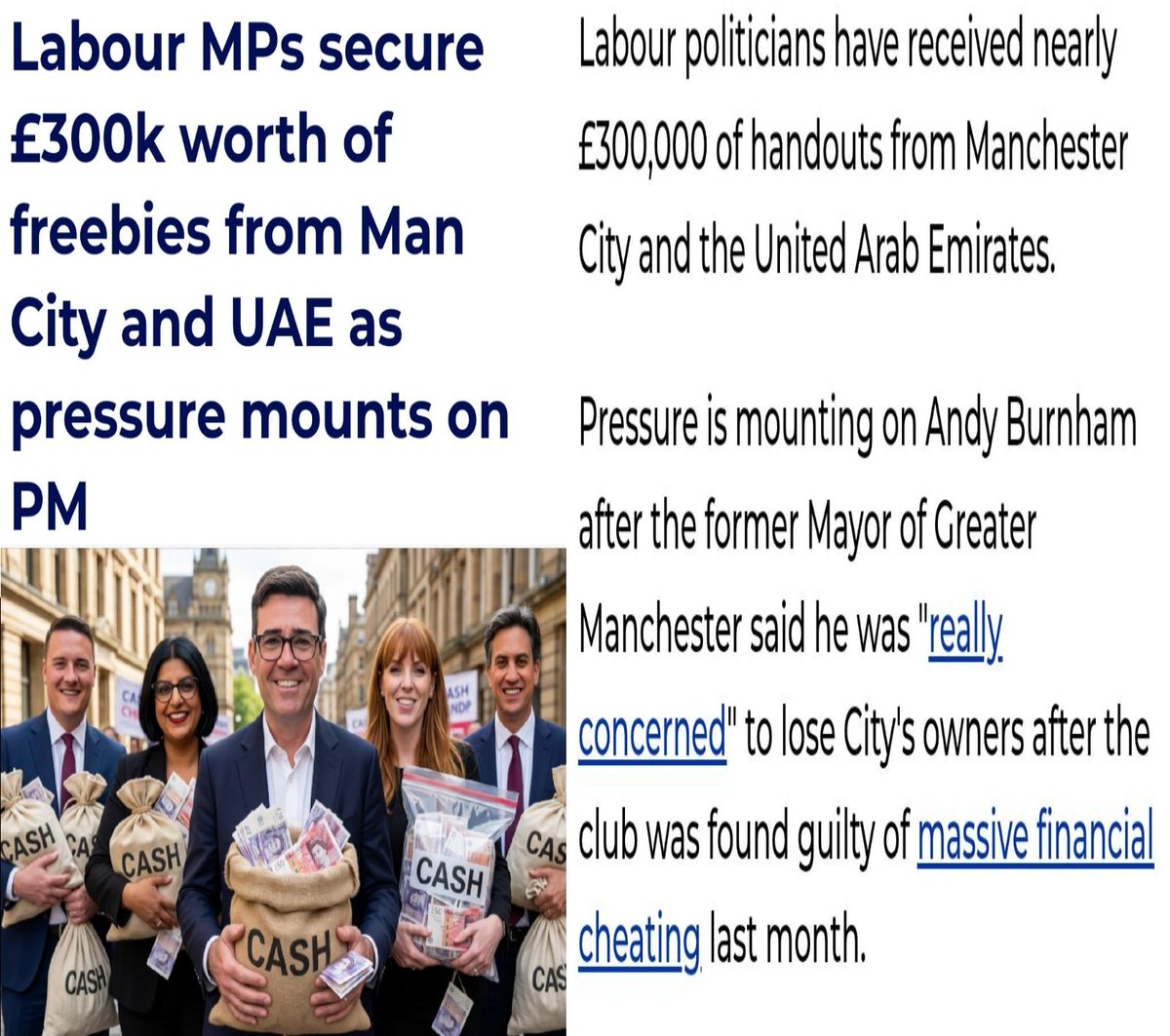 mbga_uk's tweet photo. Labour With Their Noses In The Trough Again
Donations &amp; Freebies
They are taking us Brits for fools. 
£300,000 handouts from Manchester City &amp; UAE.
Citys owners found guilty of massive financial cheating.
Our country has become Dirty &amp; Corrupt
Vote these Self Serving clowns out https://t.co/gsyKvHW6FY