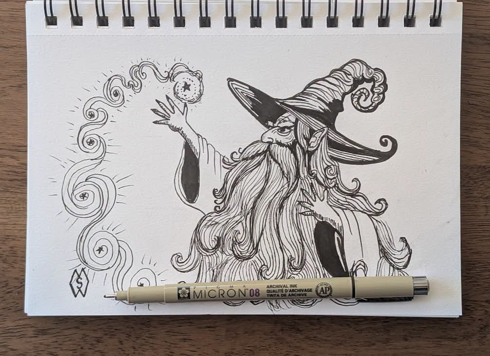MattStarrFineA1's tweet photo. INKTOBER 2026- DAY 10: mystical
#mattstarrfineart #inktober #inktober2026 #mystical #mystic #wizard #wizardry #inkartist #ink #art #inkwork #blackandwhite #sketch #design #inking #inkwork #doodle #creative #artist https://t.co/QkCwxD45ka