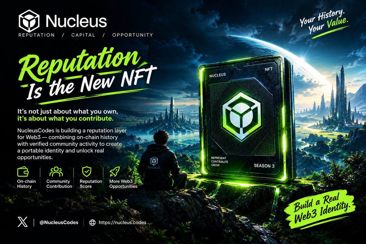 ALLoman8's tweet photo. NucleusCodes: Reputation is easy to measure, but hard to trust.

One thing I find interesting about @NucleusCodes is the idea of connecting on-chain history and community contributions with Web3 opportunities.

But there’s a deeper challenge here.

What I found: A reputation system can help projects distinguish long-term participants from people who appear only for rewards.

Why it matters: If past activity influences future access, users may have a reason to build consistently instead of starting from zero with every new campaign.

What most people may be missing: More activity doesn't always mean more value. Wallet transactions can be manufactured, and social engagement can be manipulated. A useful reputation system must distinguish genuine contribution from activity designed purely to increase a score.

My view: The real advantage won't come from having a reputation score. It will come from making that score reliable, transparent, and difficult to exploit.

For @NucleusCodes, that is the question worth watching: Can reputation become a trusted signal for real Web3 opportunities?