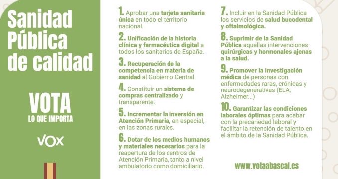 Laurlvarez54124's tweet photo. SANIDAD PUBLICA, propuestas de VOX 
Para todo el que dice que la van a privatizar ( no sabemos de dónde lo han sacado , pero bueno ) https://t.co/25UgexSlKI