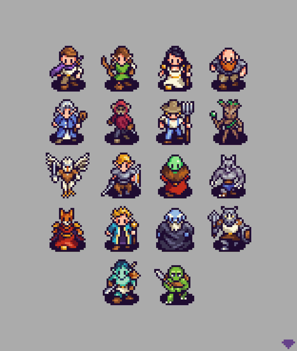 mirrutatep's tweet photo. Some RPG characters in the style of Shining Force 

I even wrote a little story that went along with it. Alas, I never finished it, got interested in some other projects 😅

#pixelart https://t.co/myZ4WnOIzQ