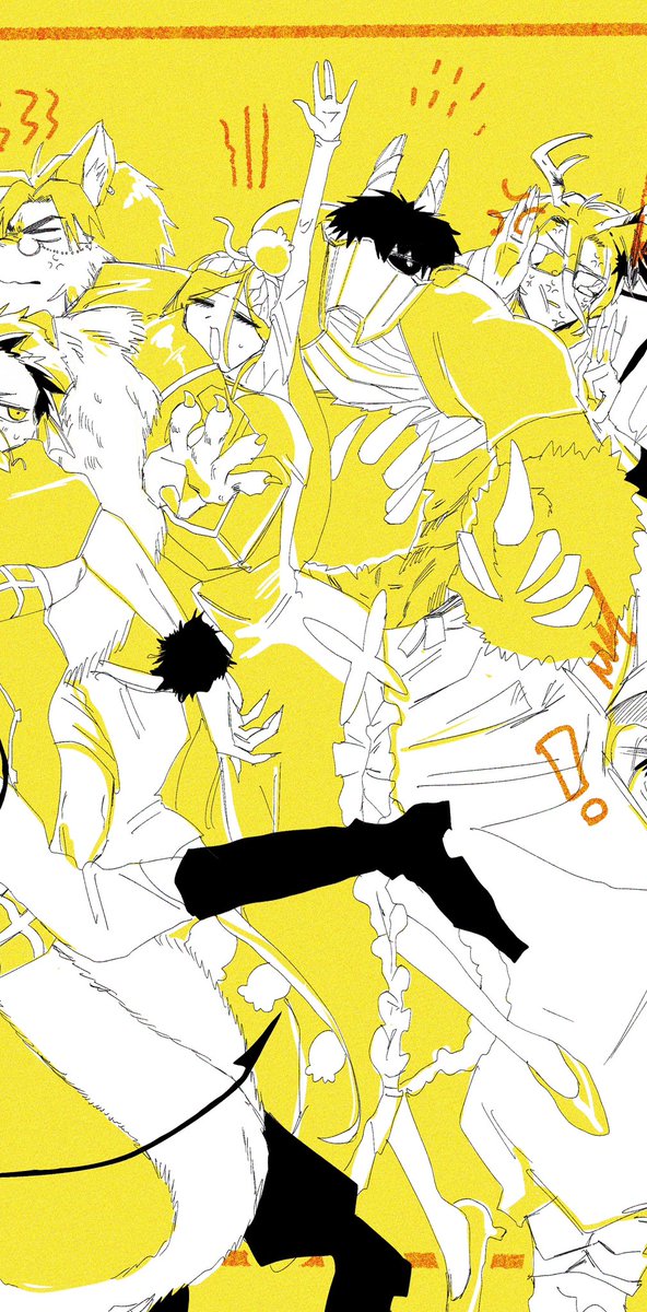 nonono_ja's tweet photo. #まお10パーティ 
#魔王城でおやすみ10周年 

魔王城でおやすみ10周年！！！めでたい！
まおじょ〜パーティで出した絵をおひろめ

十傑集で写真を撮ろうとしたのにワチャワチャしてる皆様です📸 https://t.co/cDFY4DkXnQ