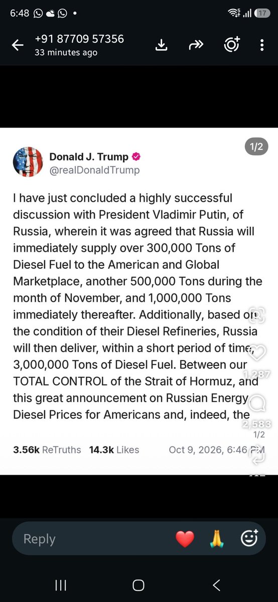 SkyPandaAki's tweet photo. @biased_human Proving my point to the core
Sanctioning India and Tariffs with Russian Oil, while negotiating with them for diesel
HYPOCRITE USA
#hypocriteusa https://t.co/MuLIDCr8SA