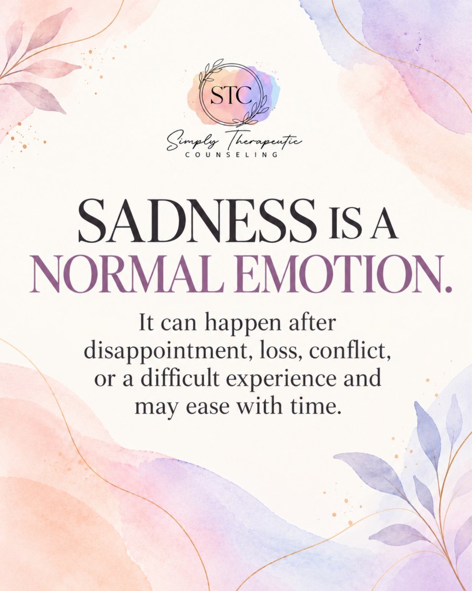 SimplyTherpeuti's tweet photo. Feeling sad doesn’t automatically mean you’re experiencing depression—but persistent changes in your mood, motivation, energy, or ability to function deserve attention.
.
Simply Therapeutic Counseling https://t.co/z9GV1w29Jz 
📞 817-482-0537
.
.
#SimplyTherapeuticCounseling https://t.co/7TBX1AdGKN