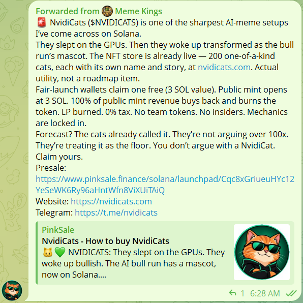 nvidicats's tweet photo. From the Meme Kings TG group.  Thanks, Meme Kings! https://t.co/aLG1lYv8J5