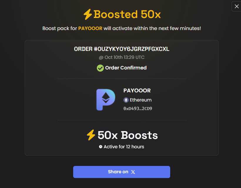 PayooorPad's tweet photo. ⚡ Boosted 50x PAYOOOR on DEX Screener!

https://t.co/JZKa5NuBAk https://t.co/EKFEHBL8Ke