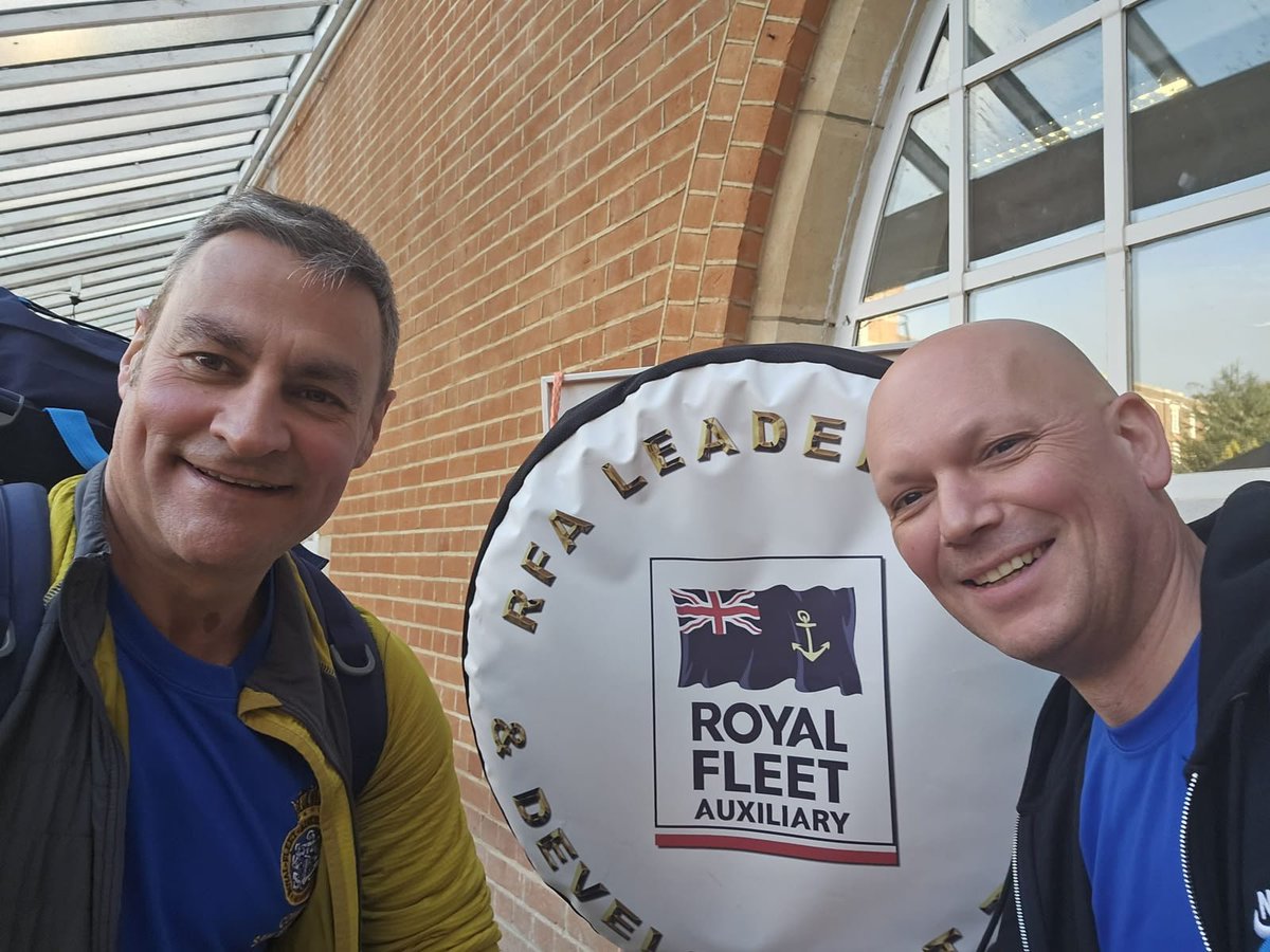 RFAHeadquarters's tweet photo. Congratulations to our dynamic duo. #teamRFA Cdre Sam Shattock &amp; 
C/O(LS) Tim Hill. Who have completed the @RNRMC #RaceAcrosstheUK. The team, on very little sleep, have raised £4570. A fantastic effort &amp; magnificent achievement 👏 many thanks to those who donated &amp; supported us. https://t.co/NlNs89Ox8k