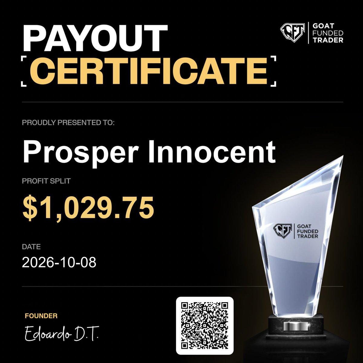 Sirprosperx's tweet photo. When it clicks, it clicks.

5th Payout from @GoatFunded 
And my 2nd Payout of the month 

Thank God for the day I chose not to give up on Trading 🔥

Thanks to @EdwardXLreal and the @GoatFunded
Support team 💚 https://t.co/II7K7g4XMt