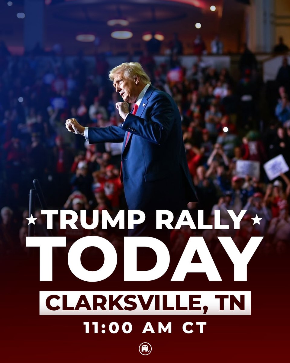 Republicans's tweet photo. GET READY, TENNESSEE!

President Trump is returning to Clarksville TODAY!

Show the President that Tennessee is TRUMP COUNTRY ➡️https://t.co/OpA227wmr0 https://t.co/JtWyvnXnFz