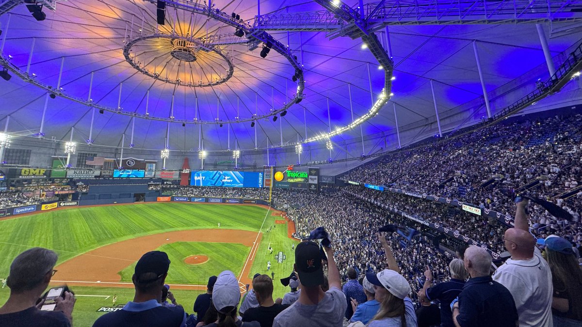 iJordanMoore's tweet photo. The Rays reaching the ALCS with a $95M payroll (28th in MLB) is remarkable enough. But the story behind it makes this run even more special.

Almost 2 years to the day after Hurricane Milton ripped the roof off Tropicana Field, the Rays spent an entire season playing outdoors at a spring training stadium while the Trop was repaired.

Now, they’re back home and playing in front of their fans in an LCS for the first time in 18 years. Their 2020 ALCS run came at a neutral site, robbing Tampa Bay fans of the chance to experience it in person. This’ll be the first major playoff series at the Trop since 2008. One series win away from the World Series.

Rays fans have waited long enough. They deserve this.