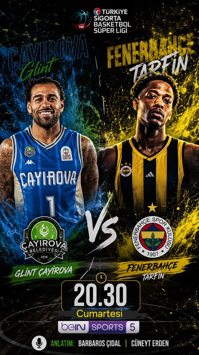 bcidal's tweet photo. 🏀 Türkiye Sigorta Basketbol Süper Ligi
✳️ Glint Çayırova-Fenerbahçe Tarfin 
⏰️ 20.30
📺 @beINSPORTS_TR 5
🎙 Maçın anlatımında Cüneyt Erden ile birlikteyiz.
#fenerbahçe
#çayırova
#baskebolsüperligi https://t.co/03akVL3TFP