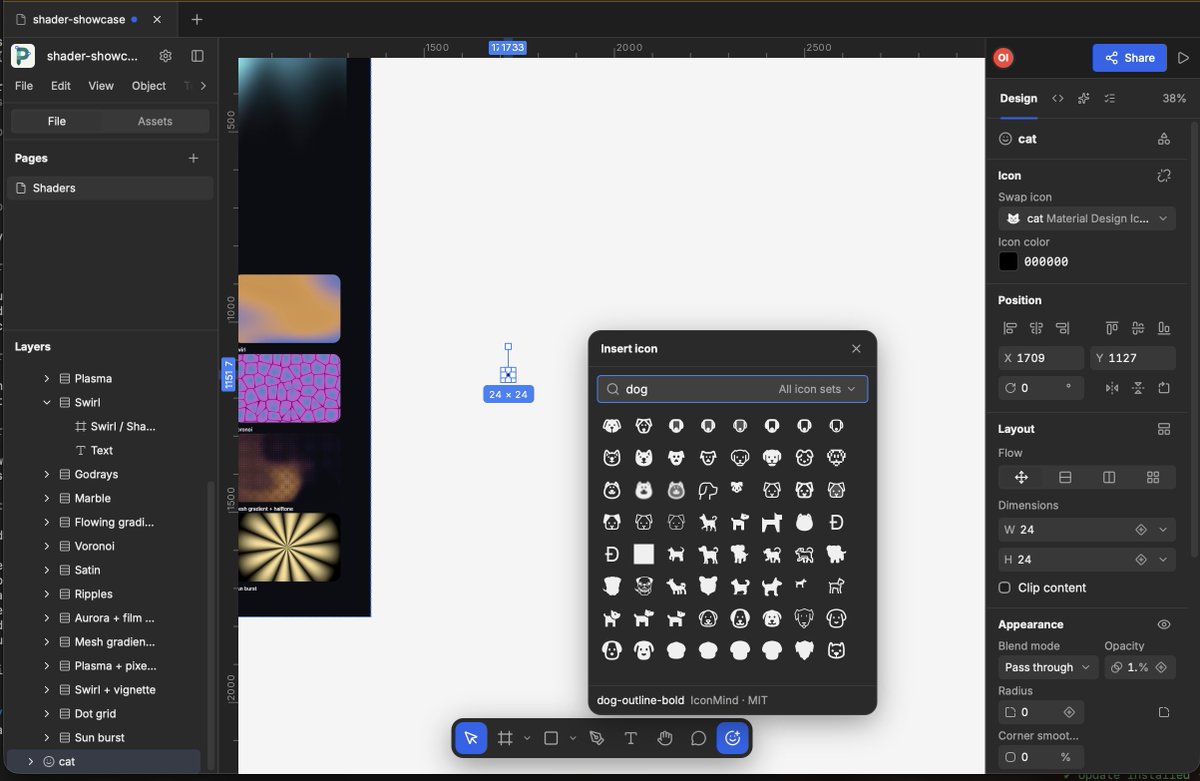 dan_note's tweet photo. In the next OpenPencil release, there will be shader support and Iconify integration. Also: voice chats, Storybook export, and many other highly requested features and fixes. OpenPencil is back in the game!

Most of the features have already landed in master. I need another day for regression testing. ETA: Monday.