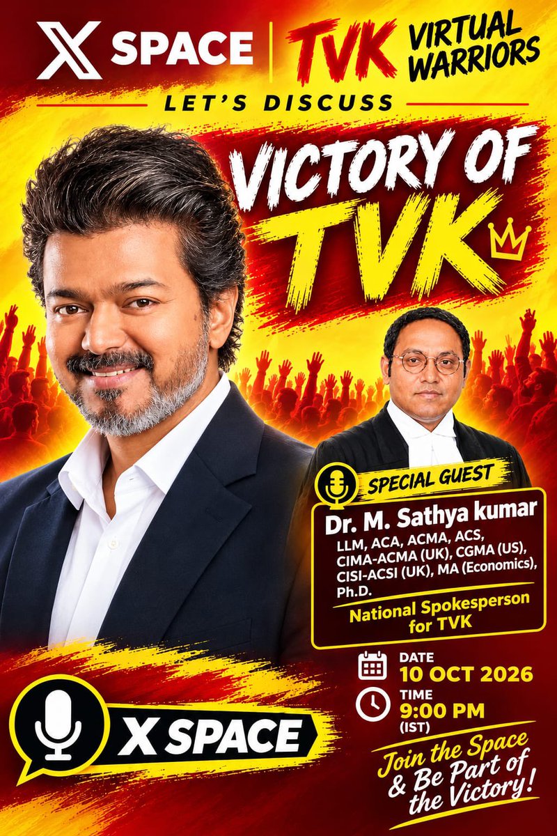 KAWIN__07's tweet photo. Virtual Warriors 🚨

#TVKVictory 👑

At 9PM

Special Guest -@TVKSathyaKumar 

 https://t.co/KAqjxzvdsQ https://t.co/nKBfVXnELC