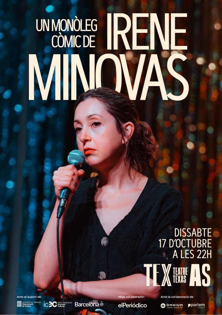 EspaiTexasBcn's tweet photo. 🔝 Les nits del cap de setmana són per riure sense parar.

L'actriu i humorista Irene Minovas presenta el seu espectacle més personal. Un humor «semi-intel·ligent» que neix de l’observació minuciosa de la quotidianitat. 

🎤 Només el 17 d'octubre!
https://t.co/ms491gsZdQ https://t.co/znDo8Ylotr