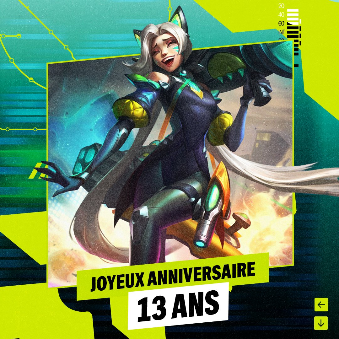 LoL_France's tweet photo. On souhaite un joyeux anniversaire à Jinx, mais également à Heimerdinger et Shaco qui, eux, fêtent leur 17ème année sur le jeu ! 🎂 https://t.co/jcRt3jE222