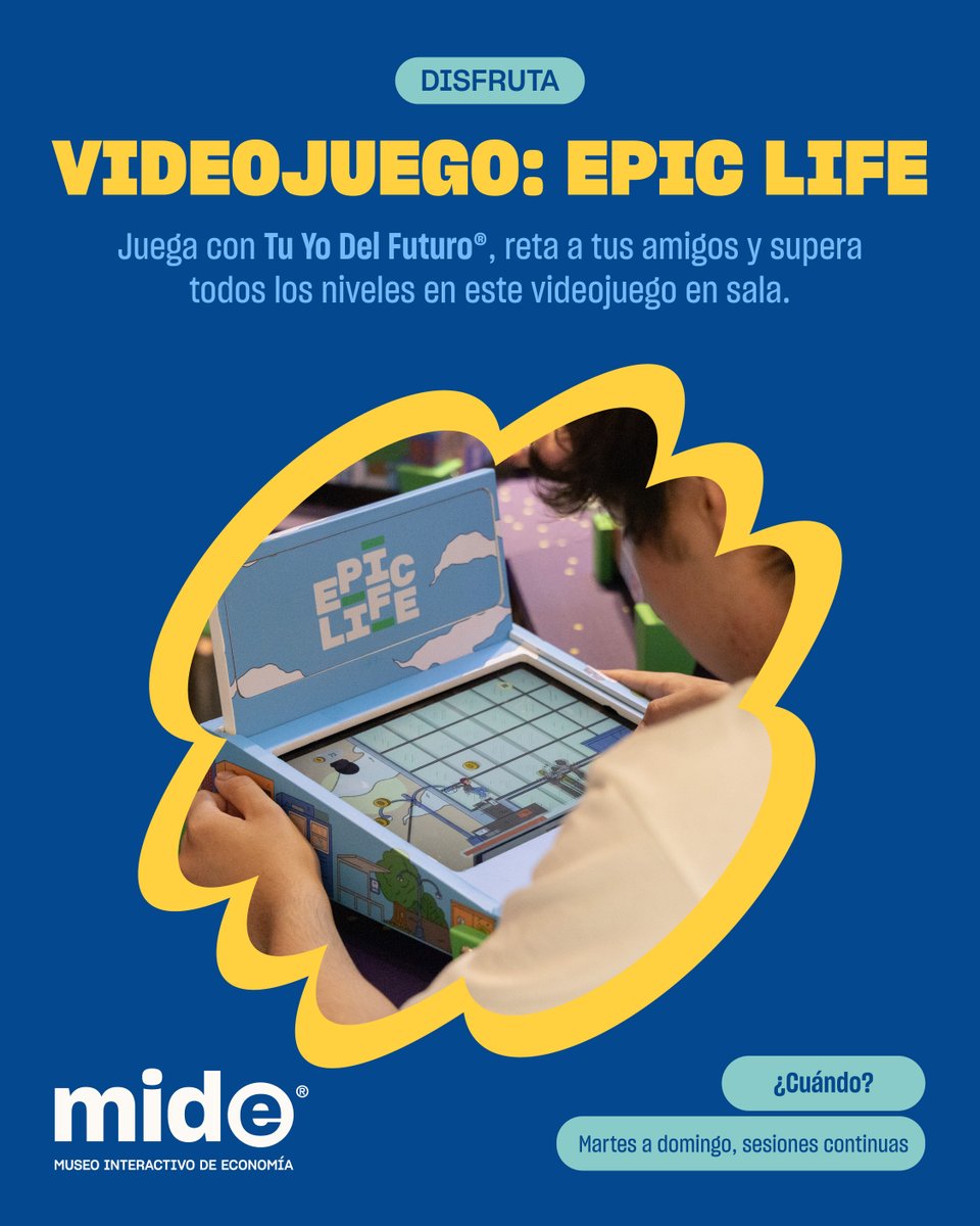 MuseoMIDE's tweet photo. Esquivar obstáculos financieros nunca había sido tan adictivo y divertido ⏲️🤩
Tómate un break de tu visita y descubre en el piso 2 del MIDE el nuevo espacio dedicado a #EpicLife, el videojuego que te muestra el costo de tus decisiones cotidianas. ✨ https://t.co/I4SusLRtt6