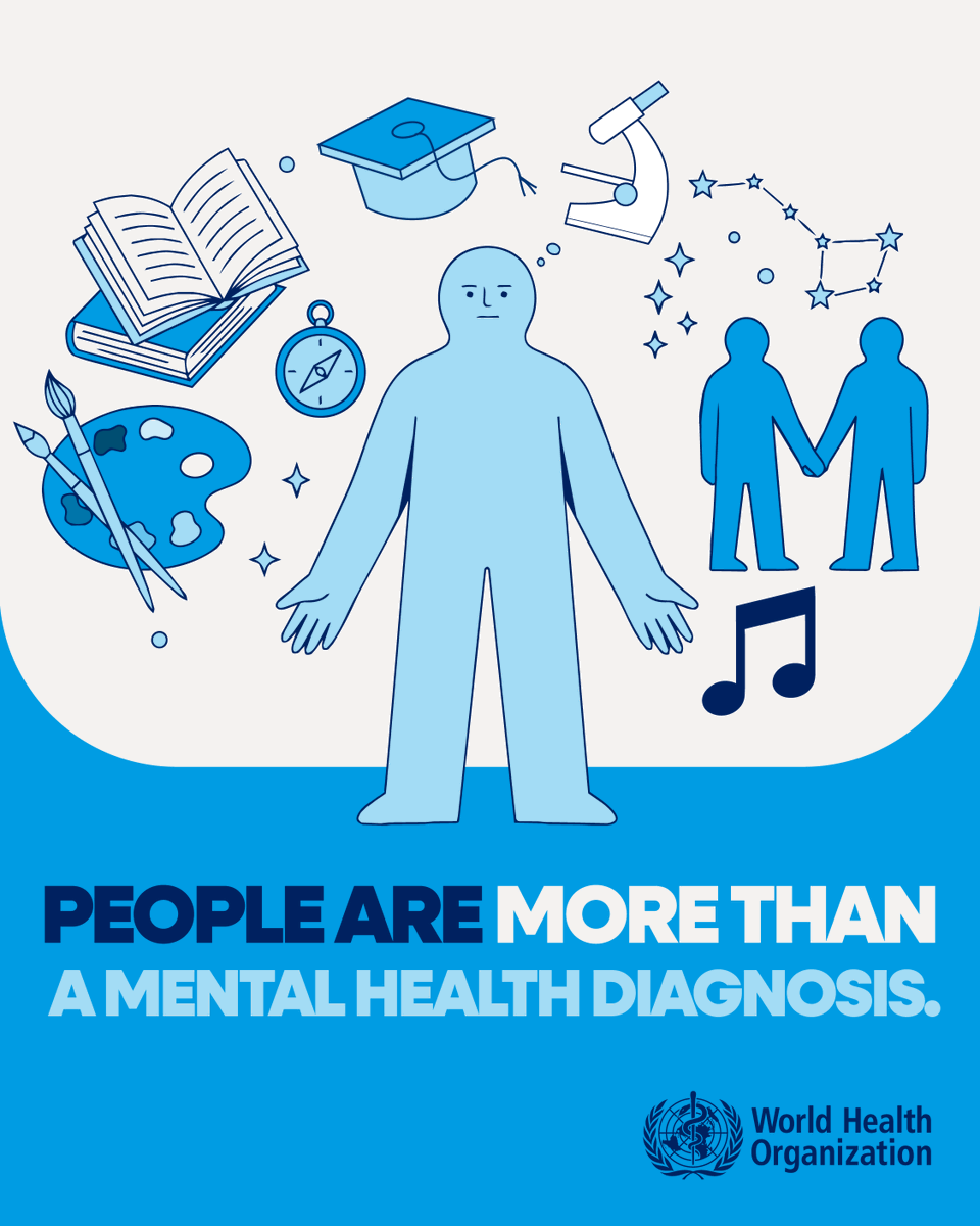 WHO's tweet photo. Your support can change someone’s journey.

Get to know people who live with #MentalHealth conditions.
Listen to people's experiences without judgement.
Challenge stigma and discrimination.
Promote inclusion, dignity and respect.

https://t.co/F54tFjEF5k https://t.co/AwYARcy27g