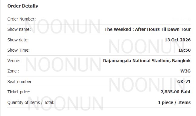 oloyesareu's tweet photo. 📣ขายบัตรค่าาาา พอดีติดธุระด่วนนน

❗️The Weeknd: After Hours Til Dawn Tour❗️

📌รายละเอียด  
วันที่ 13 ต.ค. 69
เวลา 19:50 น.
สถานที่ ราชมังคลากีฬาสถาน
โซน W3G
ที่นั่ง GK-21
ราคา 3,000 บาท(ต่อรองได้ค่ะ)

ใครกำลังตามหาบัตรอยู่ Dm มาได้เลยค่าาา

#theweeknd #theweekndbkk https://t.co/mDsJSfprAr