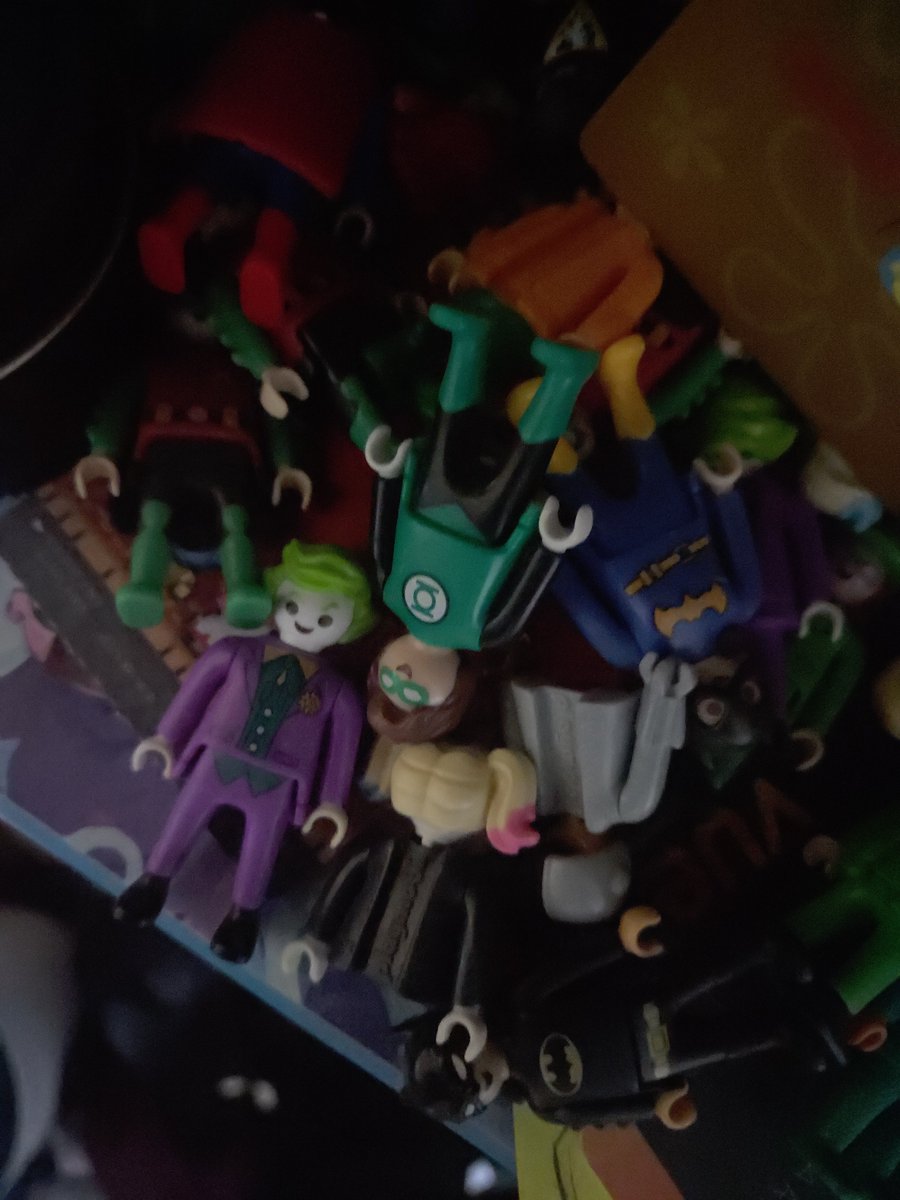 mackunderscore's tweet photo. @MormoFaust just had to dig to find my pile of dc playmobil kinder egg characters i don't have a problem honest https://t.co/F72W57eTUO