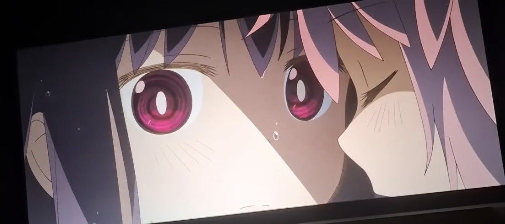 lotusbel's tweet photo. WNK SPOILERS 
.
.
.
.
Why did Madoka close her eyes here though??😭 BRO YOU BARELY KNOW HER WHY ARE YOU JUST GOING ALONG WITH IT?? https://t.co/LS1ILc18Kt
