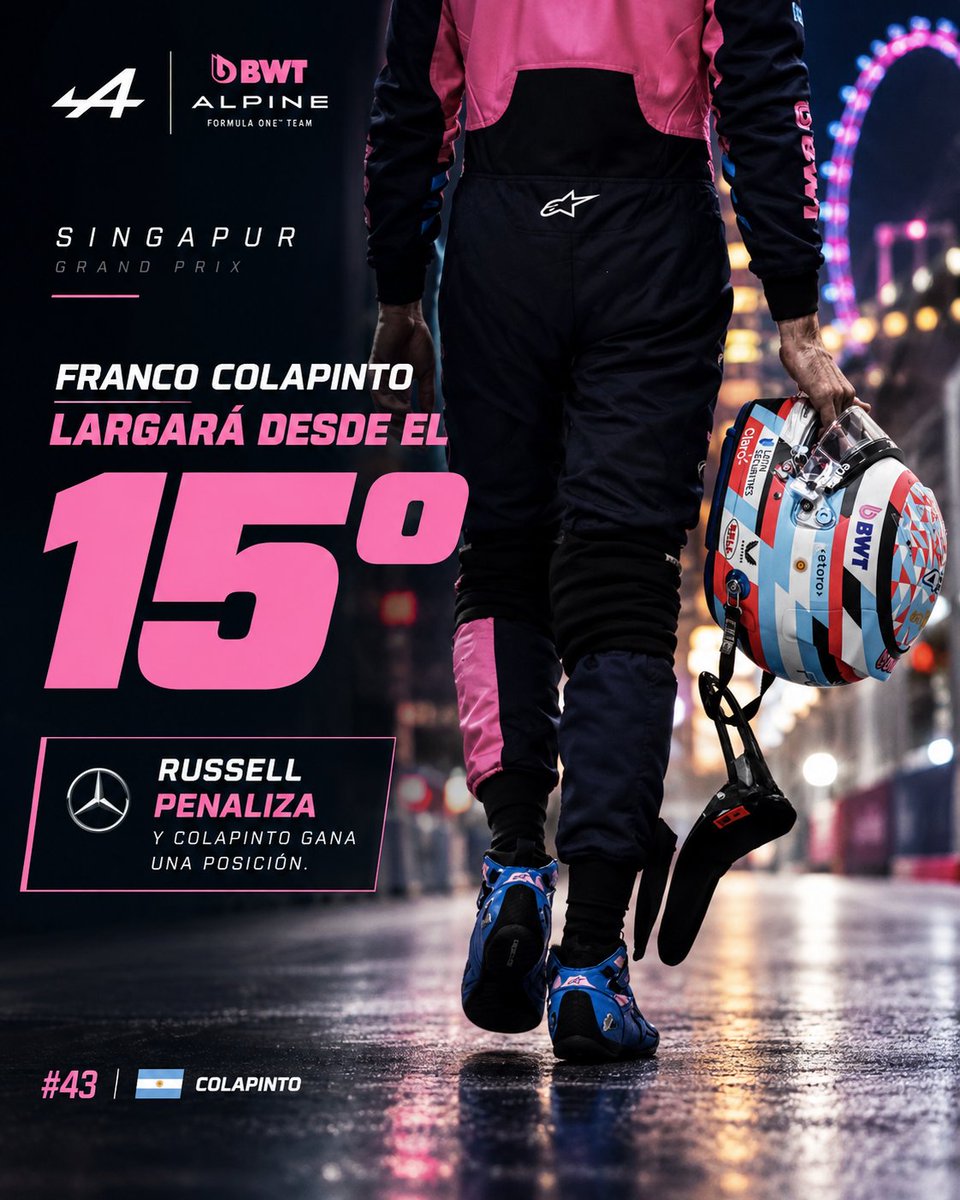 F1colapinto43's tweet photo. Si no pasa nada extraño mañana Colapinto saldra del 15° lugar de la grilla. https://t.co/ng8BGAqedO