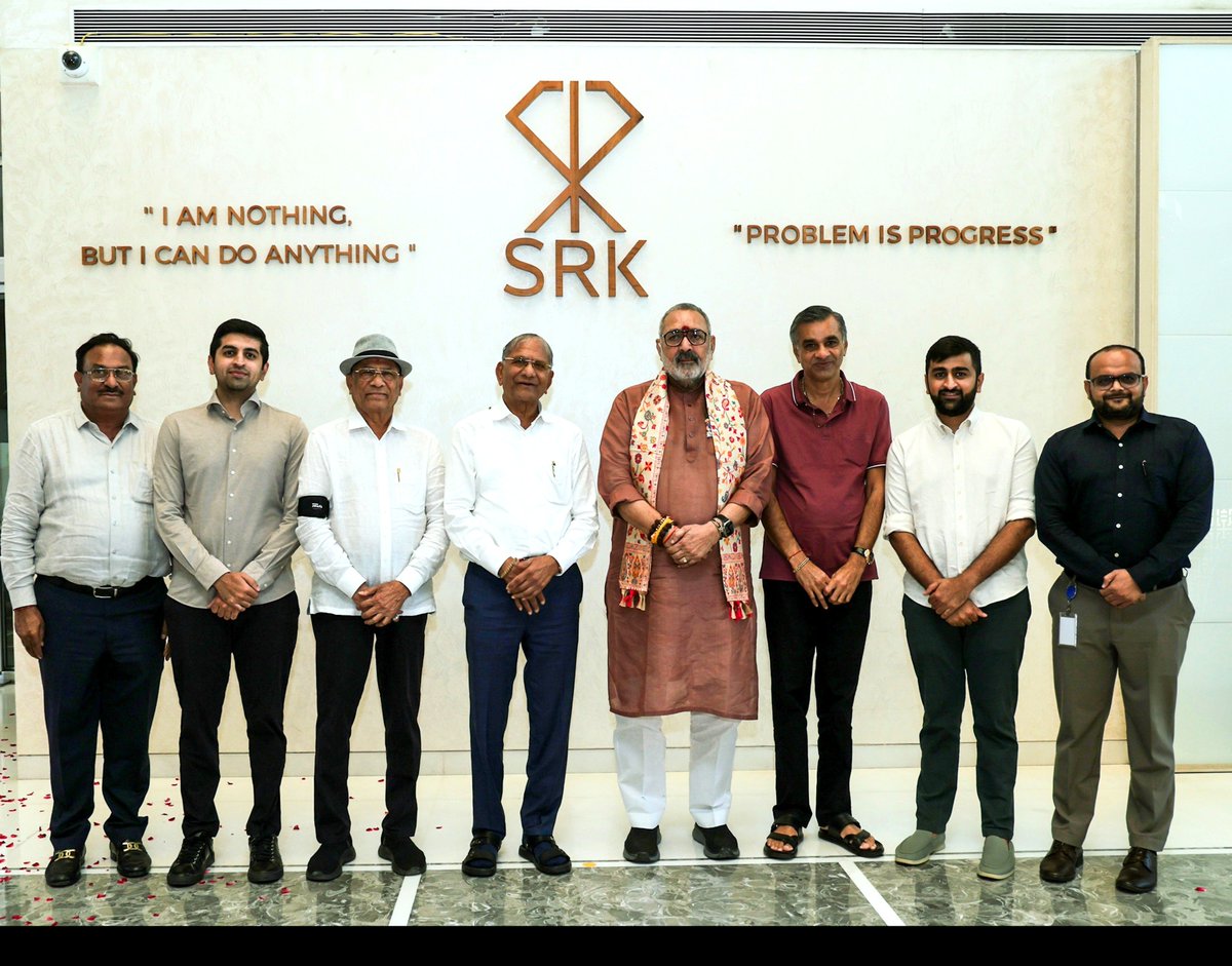 GovindLDholakia's tweet photo. It was a pleasure to welcome Shri @girirajsinghbjp Ji, Hon’ble Union Minister of Textiles, Government of India, to @SRKdotOne Empire. His visit to Surat, a city known for both its diamond and textile industries, made it especially meaningful.

During his visit, I had the opportunity to show him our diamond crafting facility and share how a rough diamond is transformed into a brilliant diamond. This journey reflects the #skill of our artisans, their years of experience, and our constant effort to learn, improve and adopt technology.

I was glad to share SRK’s journey of more than six decades, built on the dedication of our people, the trust of our partners, and the values that continue to guide us.

Such visits are an opportunity to share the work that goes on behind every diamond and to recognise the many hands and years of dedication that bring its brilliance to life.

#guestvisit #ministeroftextiles #memorablemoments
