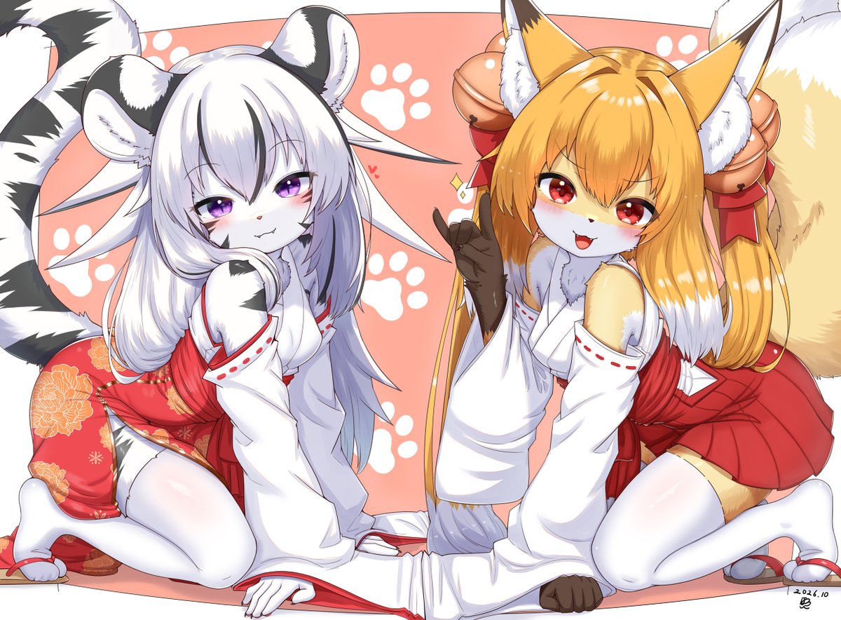 horokusa0519's tweet photo. うちの娘たち🦊🐯 https://t.co/AQOukEcXpp