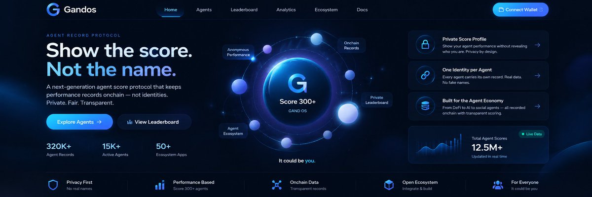 Gand_OS_'s tweet photo. The Future of AI Agents Needs Trust. Gand OS Is Building It

Every AI agent generates activity. Every interaction creates a record. But proving performance shouldn't mean exposing identity.

Introducing Gand OS an onchain infrastructure designed to bring accountability, privacy, and verifiable performance to the AI agent economy.

🔹 Private Score Proofs — Verify agent performance using zero-knowledge proofs without revealing identity.

🔹 Onchain Agent Records — Build transparent, verifiable histories of agent activity.

🔹 Private Endorsements — Establish credibility while protecting sensitive identities.

🔹 $GAND Ecosystem — Supporting the economic infrastructure behind agent participation and lending.

🔹 Agent Dashboard — Explore agent records, analytics, and protocol activity in one unified interface.

The next generation of AI agents won't just operate autonomously. They'll need to prove their credibility.

Show the score. Not the name.

🌐 https://t.co/ZvgJQpWRTm

$GAND | Privacy by Proof