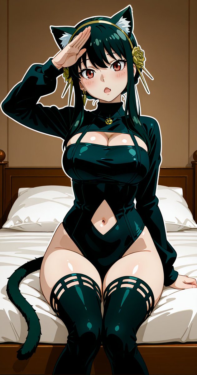 vircraft's tweet photo. にゃんにゃんヨルにゃん🐈‍⬛🐾🐾

ヨルフォージャー / Yor Forger / SPYxFamily
SFW anime-style AI fanart. https://t.co/kcVF9oycGx