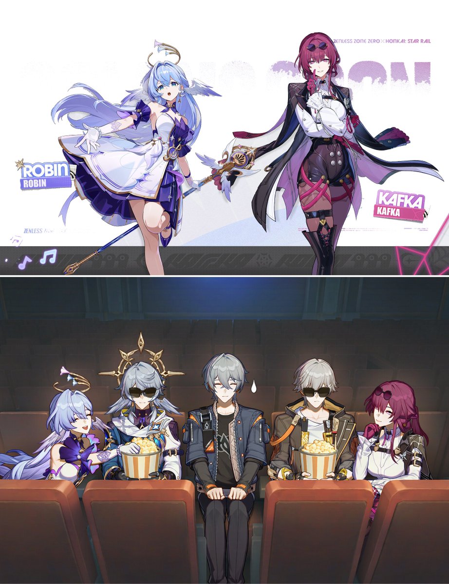 PancakePas75506's tweet photo. When the Two  Heard About the ZZZ Collab
#ZenlessZoneZero #zzzero #ZZZ #HonkaiStarRail #HSR
#Robin #Kafka #Sunday #Caelus #Wise
#ZZZxHSR #illustration #AIart https://t.co/1rfCXH7pSo