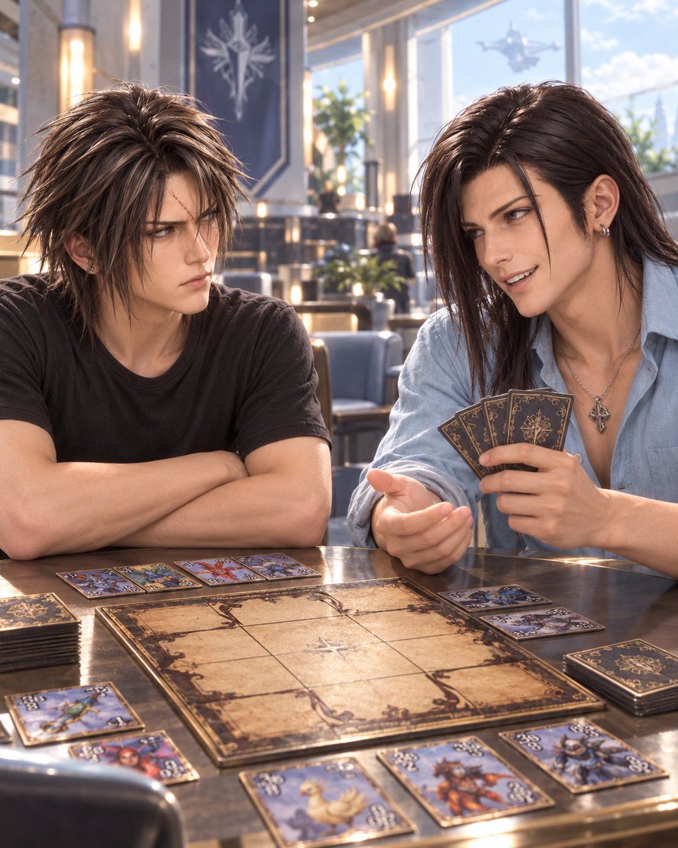 ifgame_jp's tweet photo. もしもスコールとラグナがカードゲームしたら…🃏
エンディング後は親子での会話があったのかな…噛み合わなさそうだけど🤭
#FF8 #FinalFantasyVIII #Squall #Laguna #IFGAME https://t.co/xNZTU1x0Co