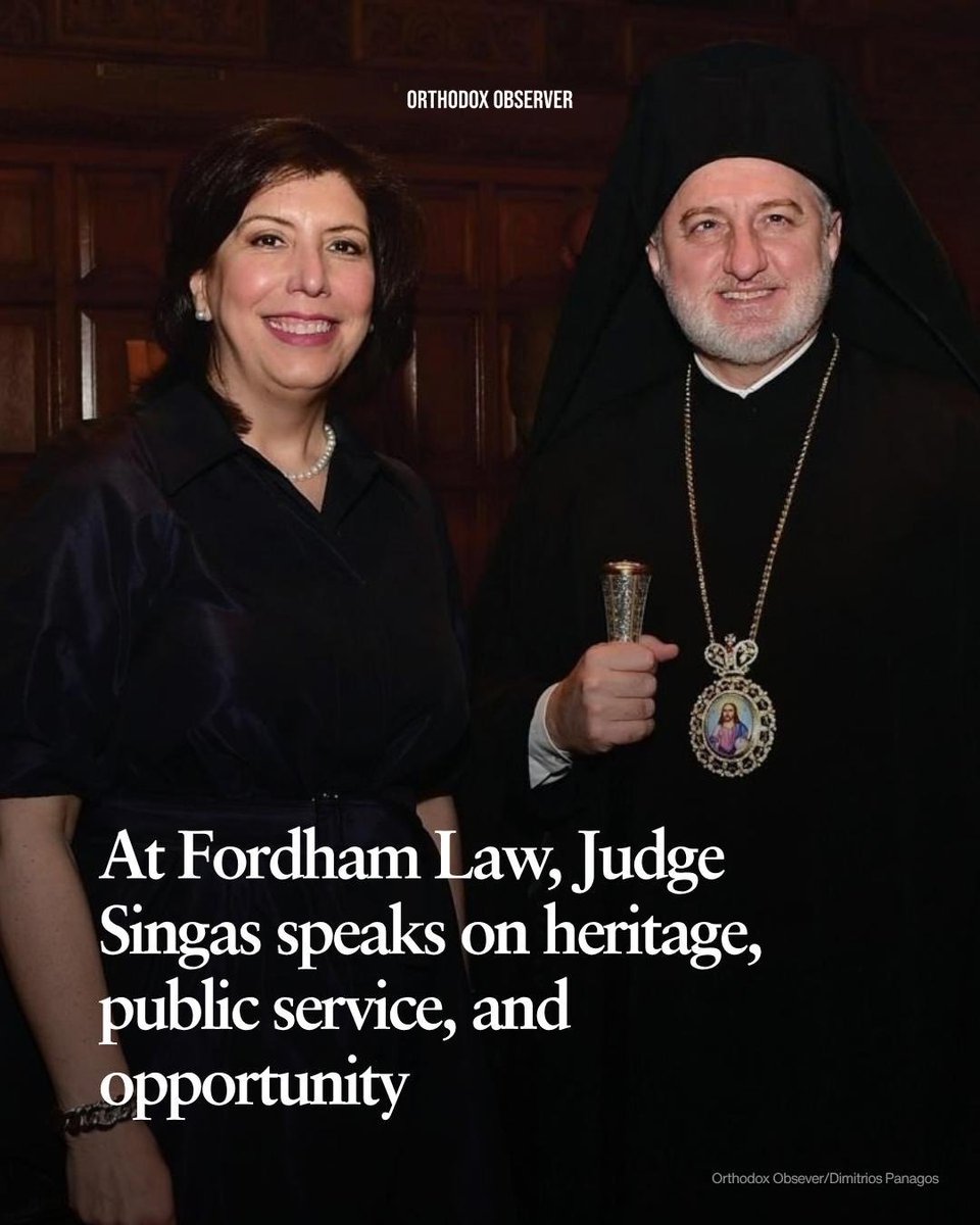 OrthoObserver's tweet photo. When Judge Madeline Singas ’91 took her seat on the New York Court of Appeals in 2021, the highest appellate court in New York, she made history as the first Greek American to serve on New York’s highest court. Five years later, she returned to Fordham Law School, where her legal career began, to reflect on the path that brought her to the bench. 

Read more about how Judge Singas’s faith and heritage have influenced her career at our website.