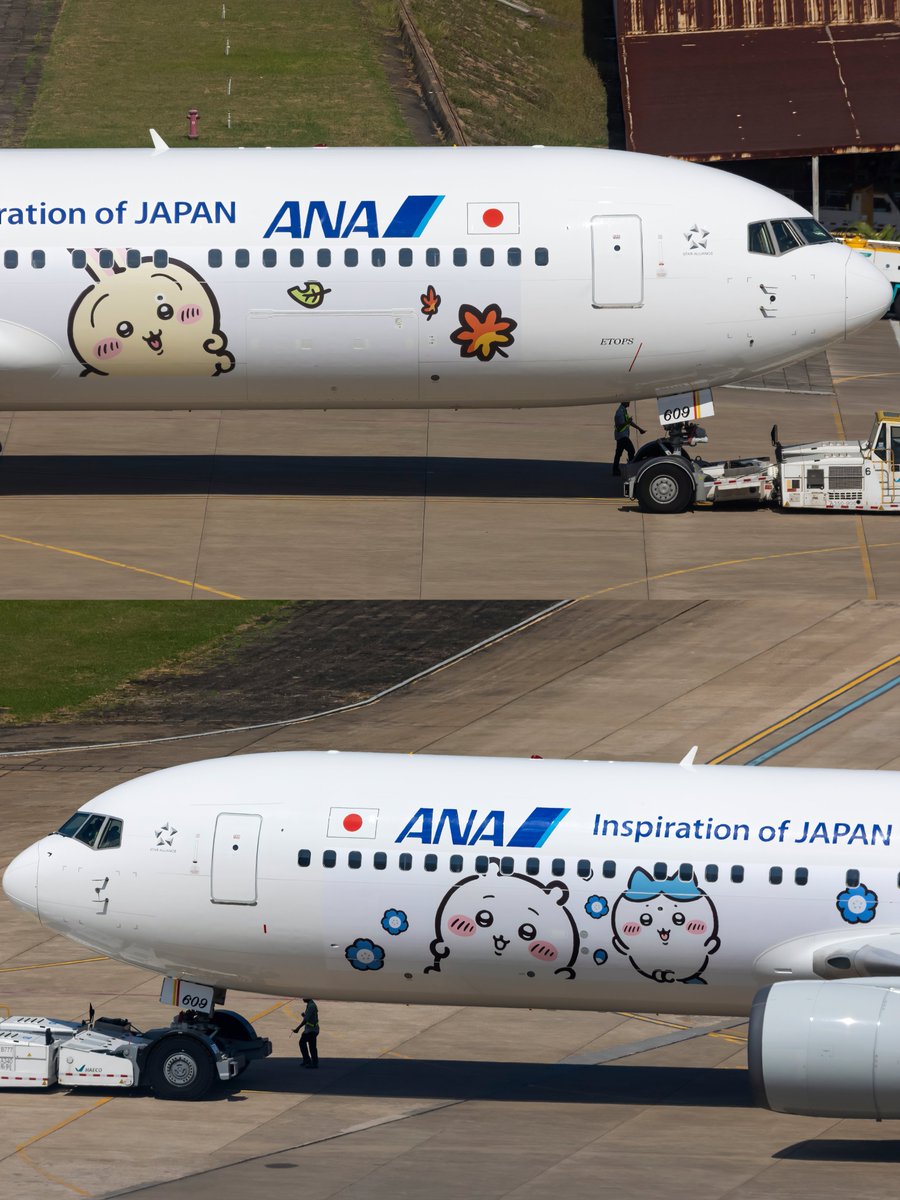 chenjiayue4's tweet photo. The ANA Chiikawa Jet JA609A was towed out of the hangar yesterday and is expected to depart for Tokyo, Japan, in a week.
#chiikawa #ana #chiikawajet https://t.co/M9c146HCk6