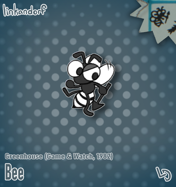everymariochara's tweet photo. #25 - Bee

Greenhouse (Game &amp; Watch, 1982)

The dastardly bee, villain to the cat. Seems to provoke it for no real reason, other than the cat simply existing on the bee's turf. Possibly related to the Buzzbees from Donkey Kong 3 also. https://t.co/1DWZAM1TPC