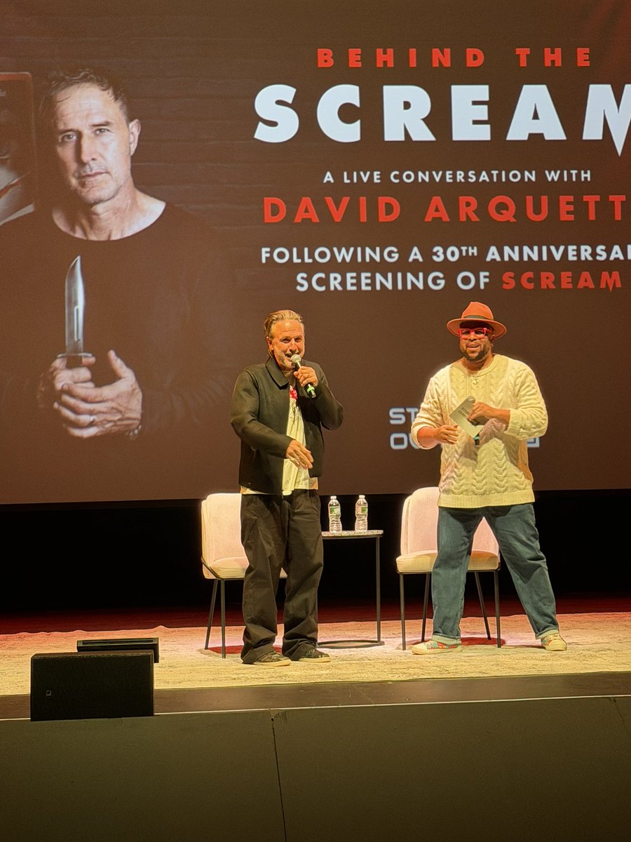 SCREAMwithRCS's tweet photo. David Arquette attended a special 30th anniversary screening of SCREAM (1996) Friday night in Englewood, NJ. 

In the Q&A, David spoke about Dewey’s death and his process as an actor navigating the character choices from the SCREAM (2022) script. 

David said his final line — “I do” — was not in the script and that he added it while filming Dewey’s final interaction with the other characters and Ghostface. 

Genuinely, “I do” is the single best moment in that sequence of Dewey’s death. It’s like Neve Campbell adding Sidney’s famous line “I’m Sidney F*cking Prescott, of course I have a gun,” which also wasn’t originally scripted. 

Thank God for David’s request and being an active artist in a consequential moment for the series. 

#scream #scream5 #DavidArquette #deweyriley #scream8