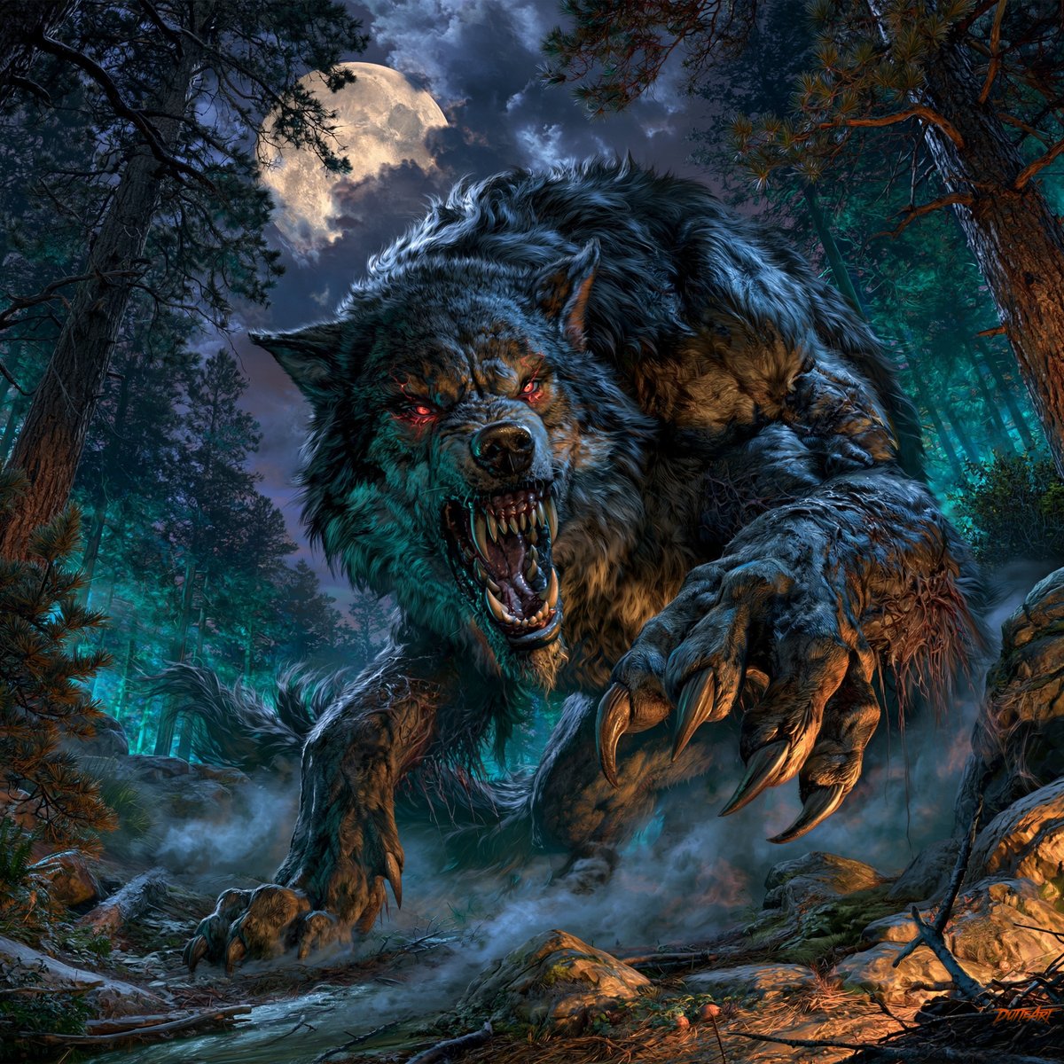 DutteArt's tweet photo. 𝗧𝗵𝗲 𝗡𝗶𝗴𝗵𝘁 𝘁𝗵𝗲 𝗪𝗼𝗼𝗱𝘀 𝗚𝗿𝗲𝘄 𝗧𝗲𝗲𝘁𝗵

#werewolf #horror #wolfman #darkforest #spooky

https://t.co/IdOAkq8Lud https://t.co/BxcIv5tbS9