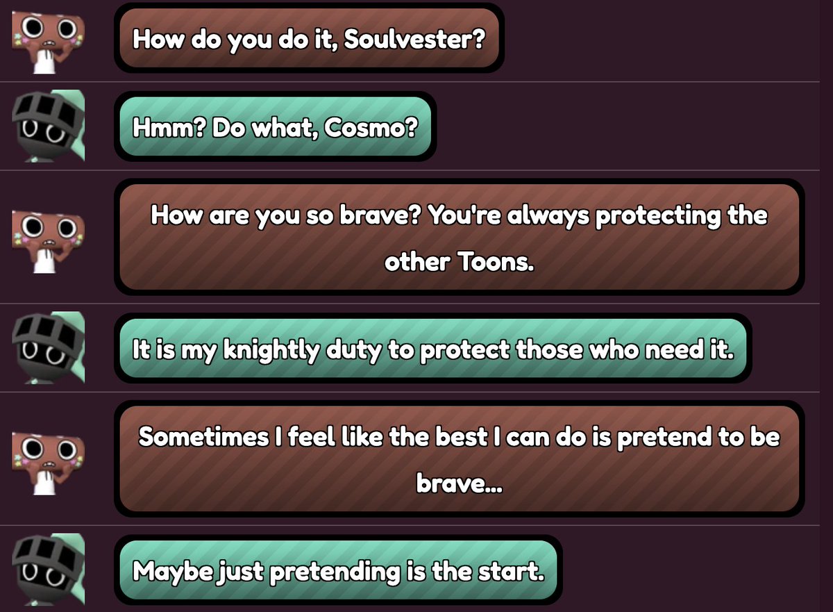 Aaron_Margolin's tweet photo. Looks like folks found my favorite dialogue that I wrote for the latest update.

Cosmo as having genuinely heroic qualities. Sometimes all it takes is that first step, no matter how small. https://t.co/NIEo6kLjl1