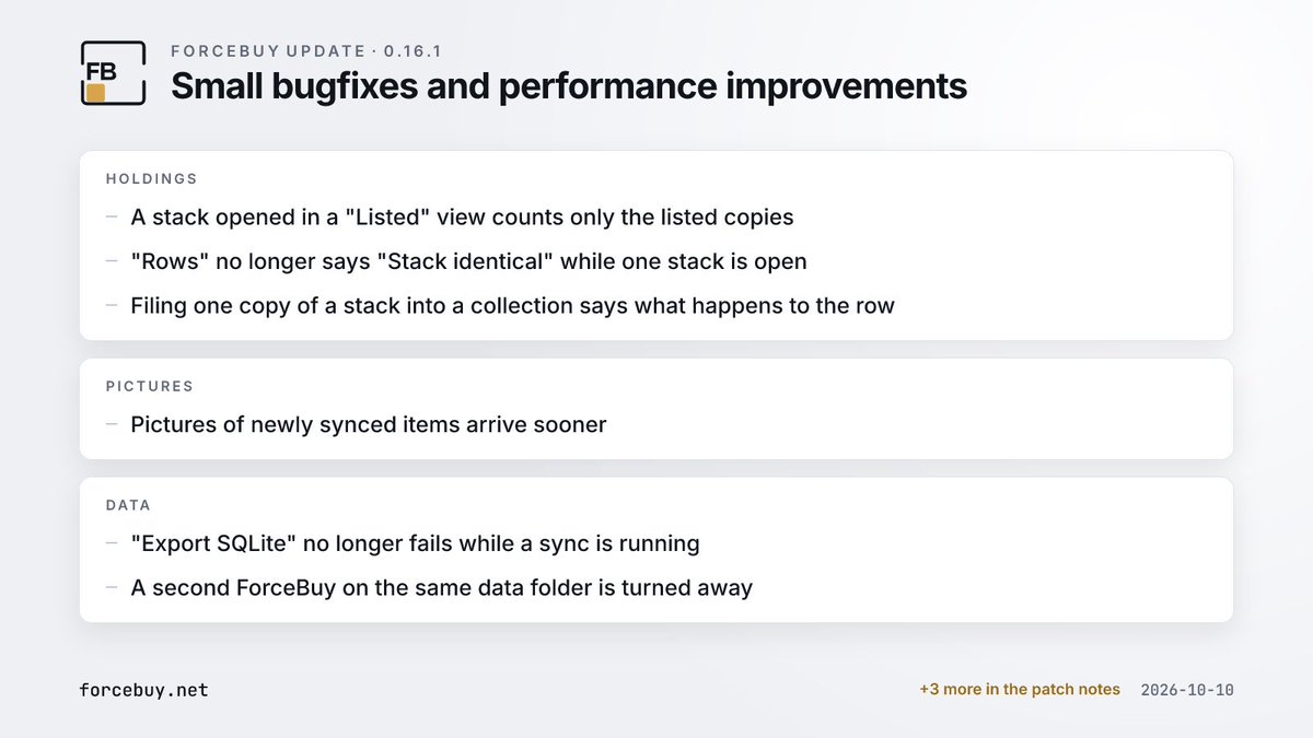 forcebuy_net's tweet photo. ForceBuy 0.16.1 Update - small bugfixes and performance improvements https://t.co/F2MmnwrtZe